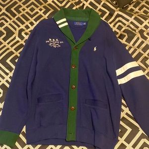 Ralph Lauren large green , blue ,& white cardigan